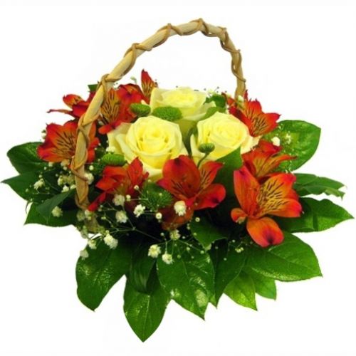 Basket of flowers Bright day. Buy Basket of flowers Bright day in the online store Floristik