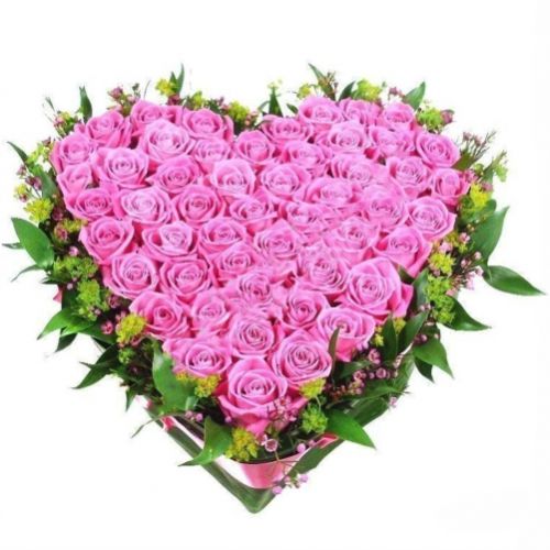 Heart 55 pink roses ― Floristik — flower delivery all over Ukraine