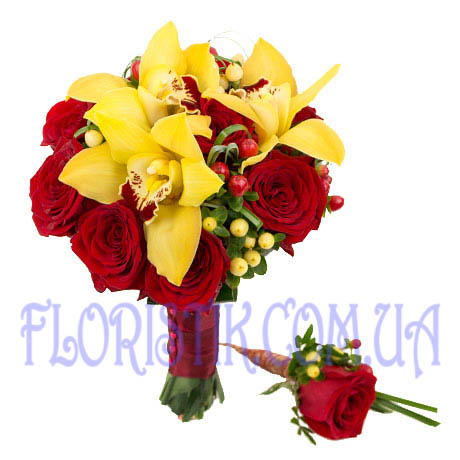 Bouquet of roses and orchids ― Floristik — flower delivery all over Ukraine