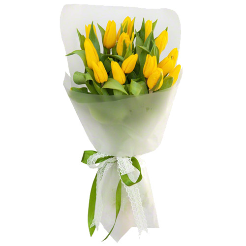 Bouquet of 15 yellow tulips ― Floristik — flower delivery all over Ukraine