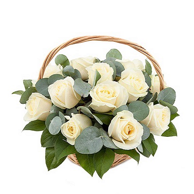 Cart 15 white roses ― Floristik — flower delivery all over Ukraine