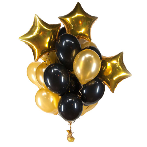 A set of helium balls (black and gold) ― Floristik — flower delivery all over Ukraine