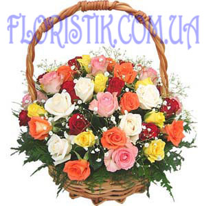 Basket of Assorted Roses. Buy Basket of Assorted Roses in the online store Floristik