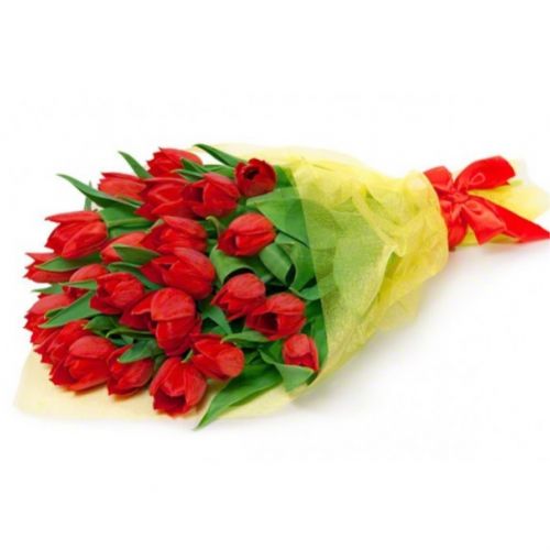 19 red tulips. Buy 19 red tulips in the online store Floristik
