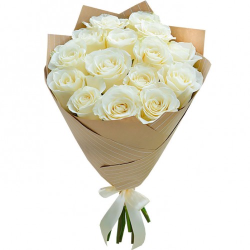 15 white roses. Buy 15 white roses in the online store Floristik