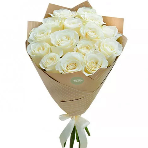 15 white roses. Buy 15 white roses in the online store Floristik