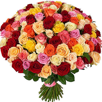 101 multi-colored roses ― Floristik — flower delivery all over Ukraine