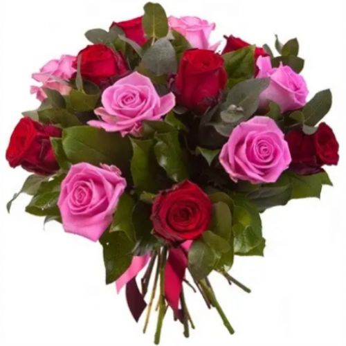 Bouquet of pink and red roses ― Floristik — flower delivery all over Ukraine