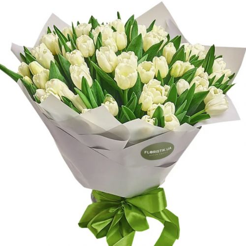 Bouquet 51 white tulips ― Floristik — flower delivery all over Ukraine