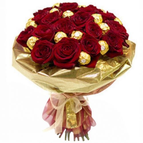 A bouquet of roses in gold ― Floristik — flower delivery all over Ukraine