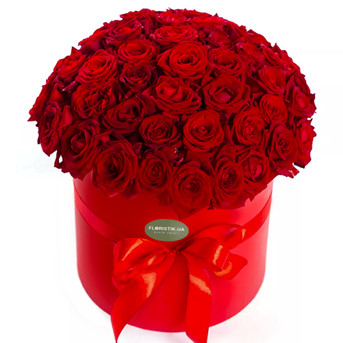 Box of 55 red roses ― Floristik — flower delivery all over Ukraine