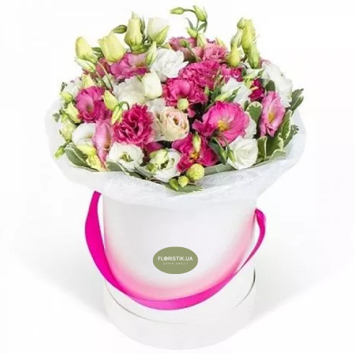 The box with eustoma ― Floristik — flower delivery all over Ukraine