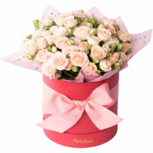 Box of bush creamy roses ― Floristik — flower delivery all over Ukraine