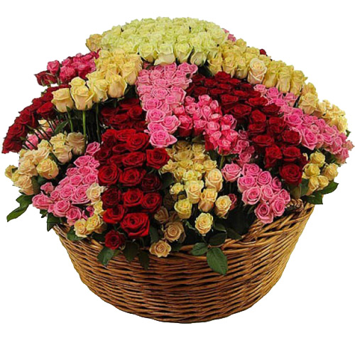 Basket 801 multi Rose ― Floristik — flower delivery all over Ukraine