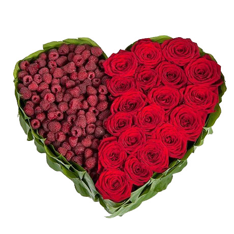 Heart of roses and raspberries ― Floristik — flower delivery all over Ukraine