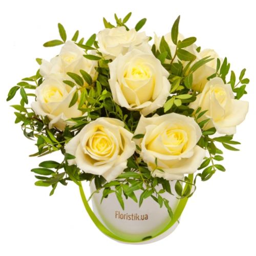 Box of 9 White Roses ― Floristik — flower delivery all over Ukraine
