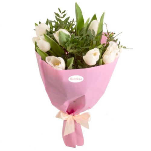 Bouquet of 7 white tulips  ― Floristik — flower delivery all over Ukraine
