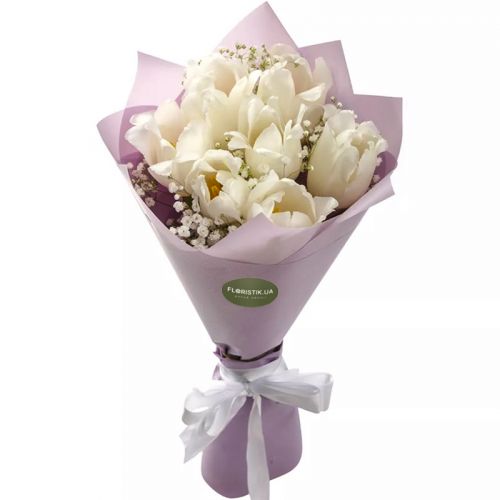 Bouquet of 7 white tulips  ― Floristik — flower delivery all over Ukraine