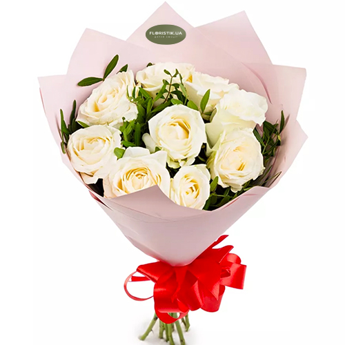 Bouquet of 9 white roses ― Floristik — flower delivery all over Ukraine