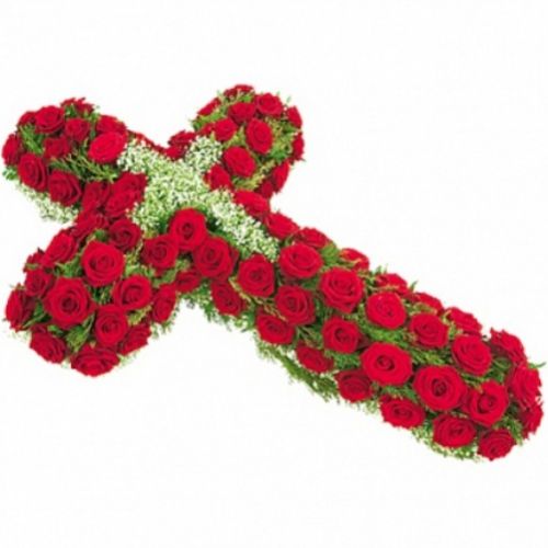 Cross of red Roses. Buy Cross of red Roses in the online store Floristik