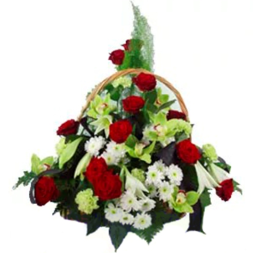 Basket of roses and lilies. Buy Basket of roses and lilies in the online store Floristik
